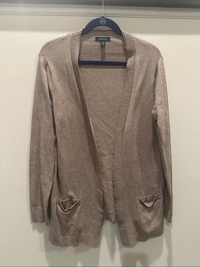 Lands' End Women's Open Front Cardigan in Taupe